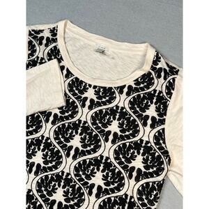 J.Crew Embroidered Floral Long Sleeve T Shirt to Cream Black Casual Small New